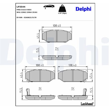 Remblokkenset, schijfrem DELPHI LP3544
