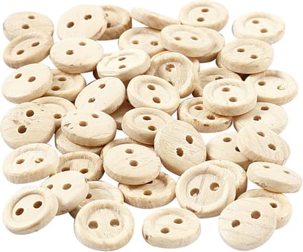 Houten knopen, d 8 mm, 2 gaten, 50 stuk/ 1 doos