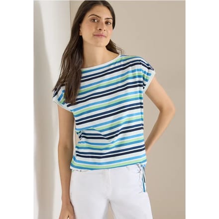 Shirt met ronde hals en rimpels