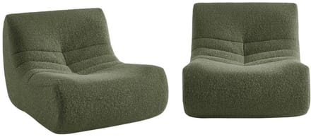 sweeek - Set van 2 alpaca-effect stof fauteuils 1 zitplaats l 91 x b 105 x h 72cm - sokol