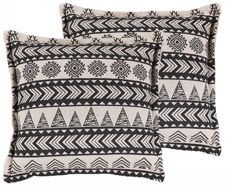 HENTEPE - Sierkussen set van 2 - Beige - 45 x 45 cm - Katoen