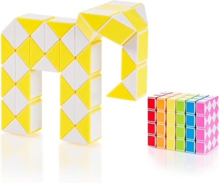 Magische Slang Puzzel - Draai Puzzel - Kinderspel - 48 Blokken - Extra Groot - Geel
