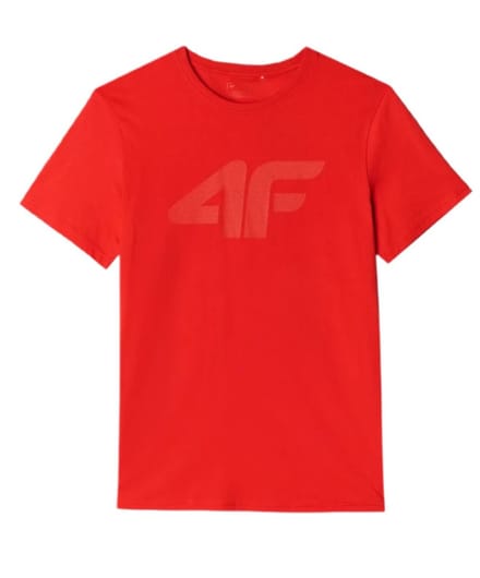 4F Heren T-shirt Katoen Rood Regular Fit Ronde Hals XL