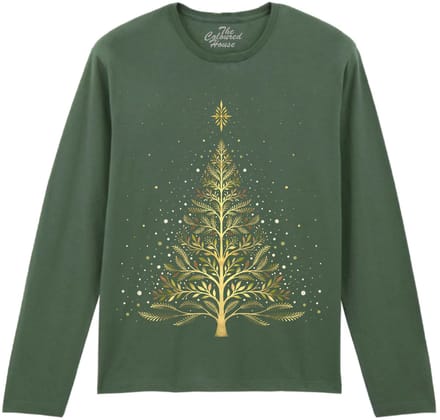 Kerstmis Christmas Night Glowing Tree The Coloured House Longsleeve T-shirt L