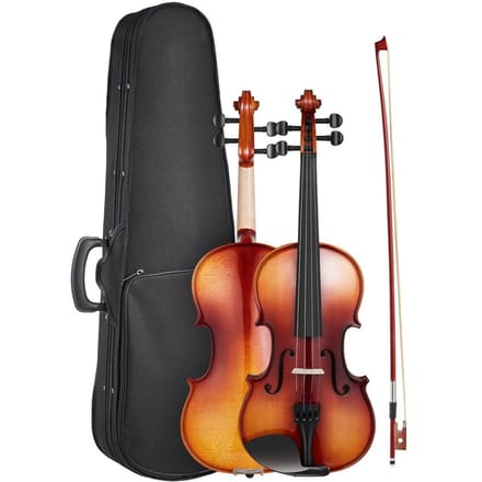 Viool 355mm Volledige Maat Fiddle Set Massief Hout voor Beginner Glanzend Bruin