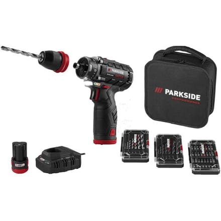 PARKSIDE PERFORMANCE Accu-schroefboormachine starterset 12 V met 2 Ah accu's en 2,4 A lader