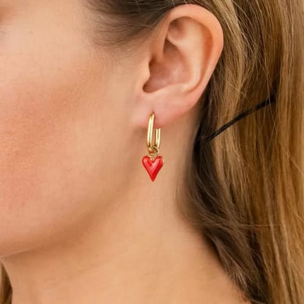 oorbellen rood hartje