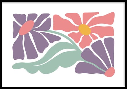 Poster Abstract Matisse flowers - Abstracte poster - 40x30 cm - Exclusief lijst - WALLLL