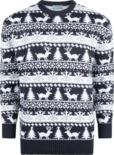Foute Kersttrui Dames & Heren - Christmas Sweater "Modern Blauw & Wit" - Mannen & Vrouwen Maat S