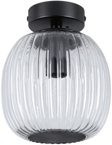 LED-plafondlamp Ruya IP44 E14 230V max. 20W dimbaar Glas, Zwart mat