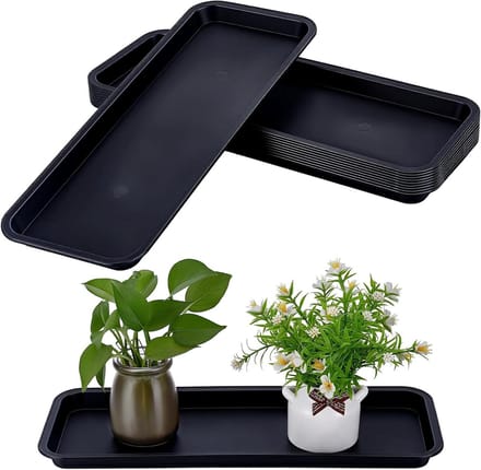 Omgoods - 10 Stuks Rectangulaire Plastic Plantenschaal - 40x15.2cm Zwart