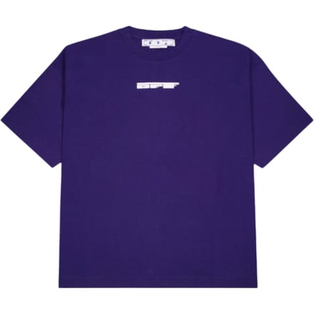 Gebroken wit teddypijllogo over skate fit paars T-shirt