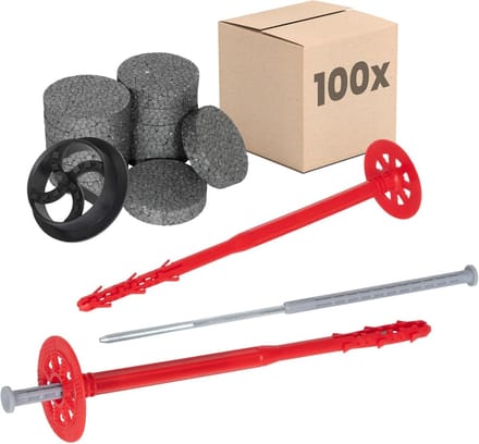 Isolatiepluggen Set - Gevelpluggen Bevestiging - ETICS Isolatie - ETA Gecertificeerd - Ø10x240mm - Rood
