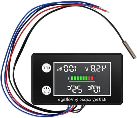 Batterij Thermostaat - Digitale Meter - Accu Bewaken - LED Voltage Display - DC 10-100V - Zwart