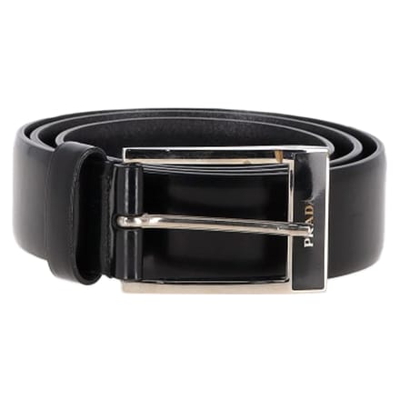 Prada Logo Gespriem Belts van Zwart Leer