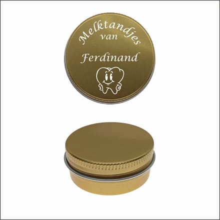 Melktanden Blikje Met Naam Gravering - Ferdinand