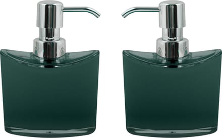 MSV Zeeppompje/dispenser Aveiro - 2x - PS kunststof - donkergroen/zilver - 11 x 14 cm - 260 ml