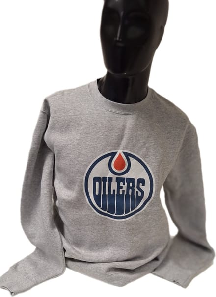 EDMONTON OILERS-SWEATER-GREY-CREWNECK-L