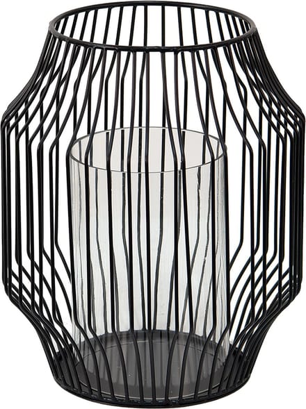 Clayre & Eef Windlicht Ø 23x28 cm Zwart Metaal