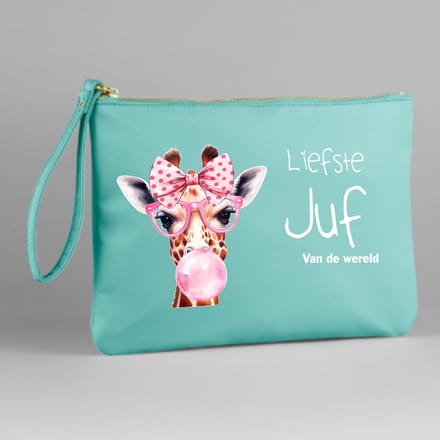 Mint groen juf etui- juf cadeau- einde schooljaar- liefste juf-giraf etui- mint groen.