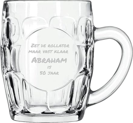 Gegraveerde bierpul 55cl Zet de rollator maar vast klaar abraham is 50 jaar