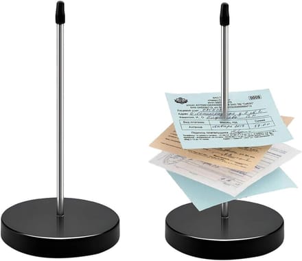 Set van 2 Rekenbon Stokken, Ronde Basis, Roestvrijstalen Papiersteunen voor Restaurant, Keuken en Kantoor
