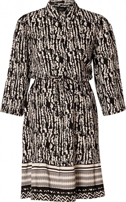 YESTA Bia Jurk - Soft Sand/Black - maat X-0(44)