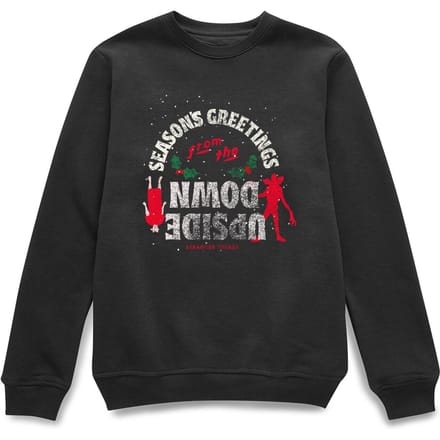 Stranger Things Seasons Greeting From Upside Down Christmas Jumper - Black - S