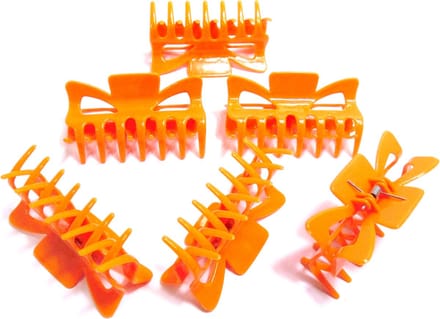 6 grote haarklemmen 9 cm oranje