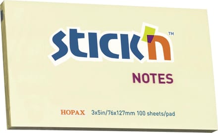 Stick'n sticky notes - 76x127mm, pastel geel, 100 memoblaadjes