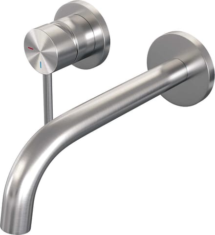 Brauer Brushed Edition Wastafelmengkraan inbouw - gebogen uitloop rechts - hendel lang smal - model A2 PVD - geborsteld RVS