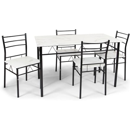 Milton & Oldbrook Eetkamerset 5-delig Valencia - Eettafel Met 4 Stoelen Wit