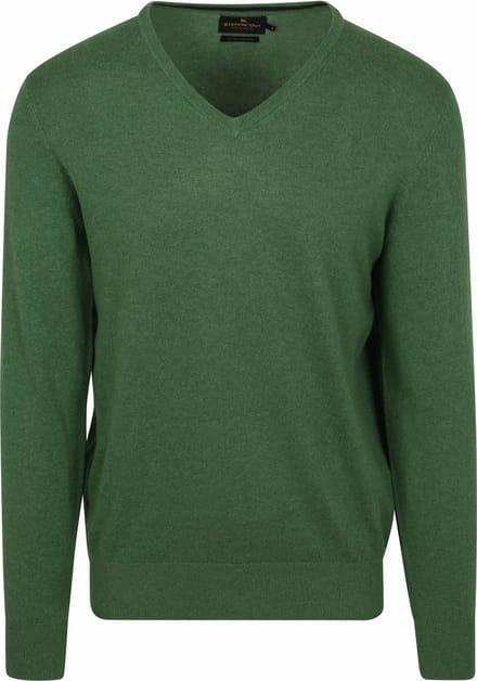 Steppin' Out Trui Cotton Cashmere V-hals Groen - Maat S - Heren - Pullovers