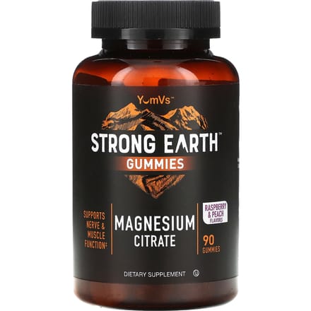 YumVs, gommes fortes Earth, citrate de magnésium, framboise & pêche, 90 gommes