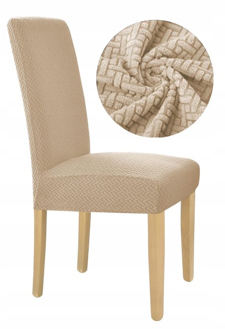 Ubieramy-meble - Elastische Jacquard Stoelhoes - Beige - Beschermend - Elegant