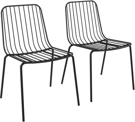 Caden-Stoel - Zwart Metaal - Set van 2