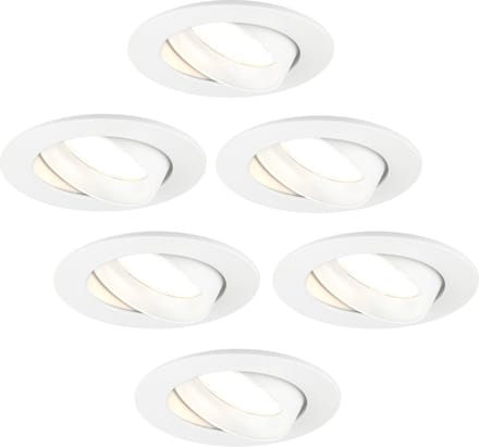 Ledvion - 6X LED Inbouwspot Rio - Wit - Dimbaar - 3W - 2700K - Ø85 mm