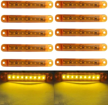 10 Stuks Auto Zijmarkerlichten met 9 SMD LED 12V Geel