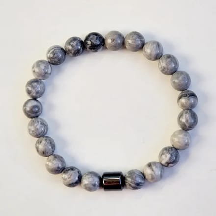 Heren armband - Edelstenen - Kralenarmband - Mapstone - Hematiet - Grijs - 8mm