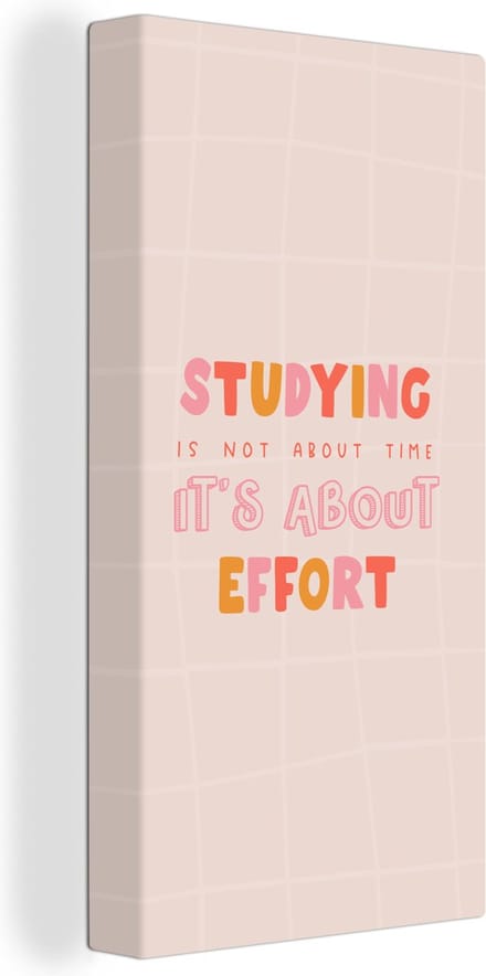 Canvas Schilderij Studeren - Tijd - Onderwijs - Quotes - 40x80 cm - Wanddecoratie