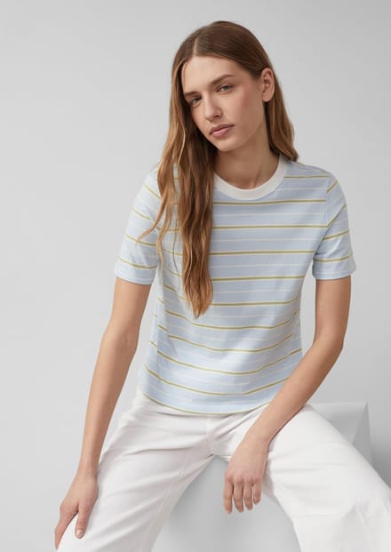 Streepjessy T-shirt met logo-applicatie dames s.Oliver