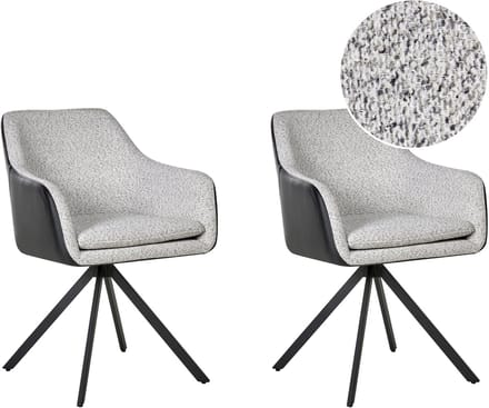 LITHIA - Set van 2 stoelen - Zwart/Wit - Polyester