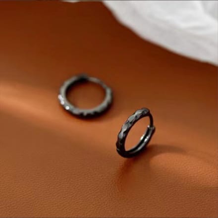Gading® dames klapoorringen- zwart buis -15mm *2mm- zilver 925