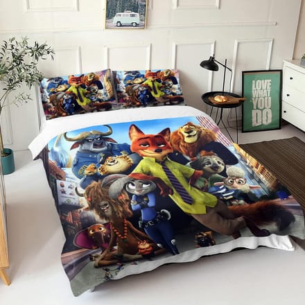 Zootopia Judy Nick Dekbedovertrek Set Dekbed Beddengoed 3D Kinderbeddengoed Set 3-Delig 1 Dekbedovertrek King Size EU Double(200*200cm)3pcs