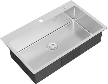 Cecipa Max Handgemaakte RVS Spoelbak - 75×45 cm - Gebürstet - Incl. Vierkant Rolgordijn - Opbouw/Inbouw