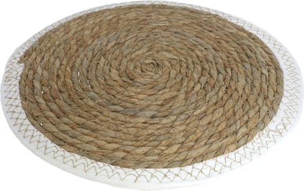 Pannenonderzetter - zeegras - rond - 34x34 cm - naturel/wit - extra groot - stevig