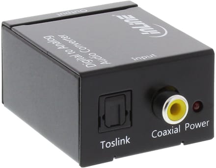 InLine® Audio DA converter, ingang Toslink of Cinch, uitgang 2x Cinch stereo