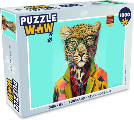 Puzzel Dier - Bril - Luipaard - Strik - Design - Legpuzzel - Puzzel 1000 stukjes volwassenen