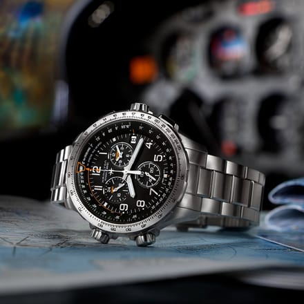 Hamilton H77912135 Khaki X-Wind GMT Chronograaf zilver