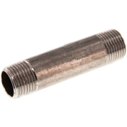 R 1/2'' RVS Dubbele Pijpnippel 20 Bar DIN 2982 - 80mm